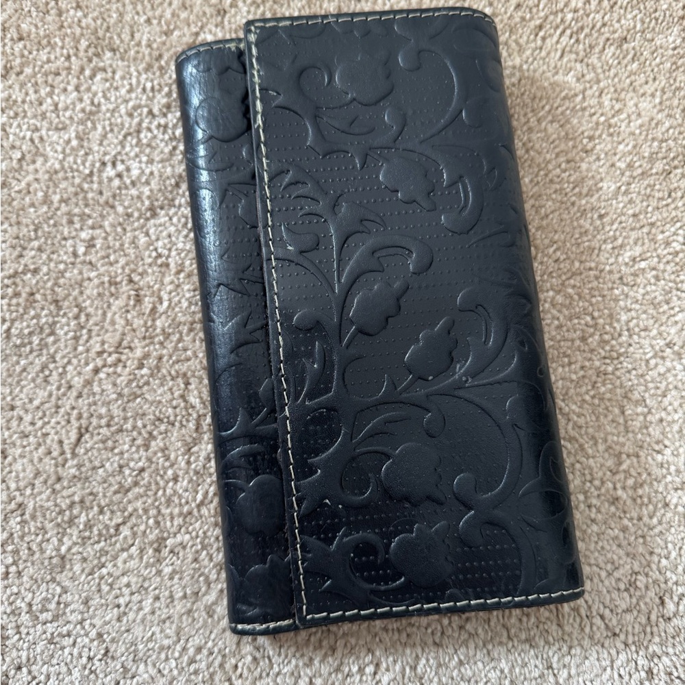 Patricia Nash Black Embossed Floral Wallet